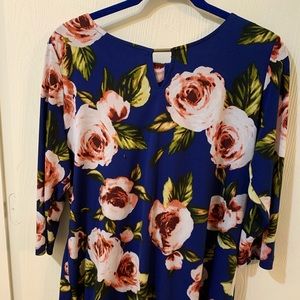 IMAN Global Chic Blue Floral Palazzo Pant Set Sz L